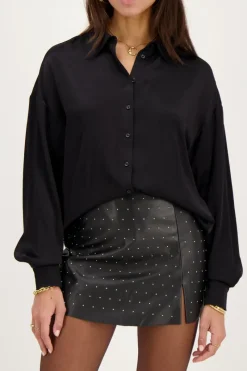 My Jewellery Chemise Oversized e En Satin Noir Clearance