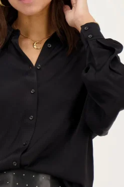 My Jewellery Chemise Oversized e En Satin Noir Clearance