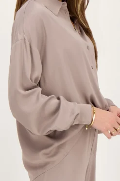 My Jewellery Chemise Oversized En Satin Taupe Discount