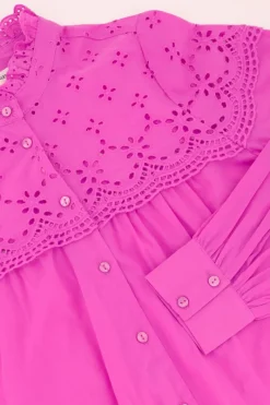 My Jewellery Chemise Avec Broderie Et Col à Volants Rose Hot