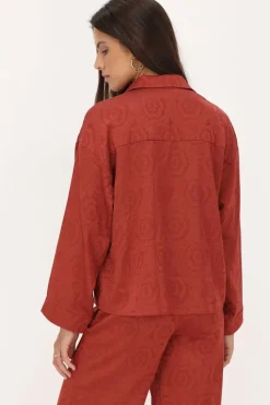 My Jewellery Chemise Rouge Aspect Satiné Jaquard Fashion
