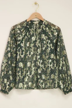 My Jewellery Chemisier Vert à Imprimé Jacquard Doré Hot