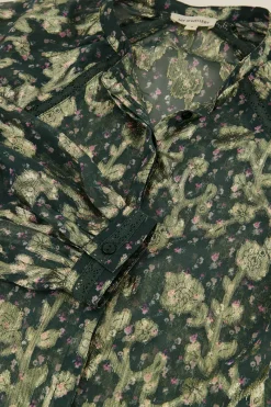 My Jewellery Chemisier Vert à Imprimé Jacquard Doré Hot