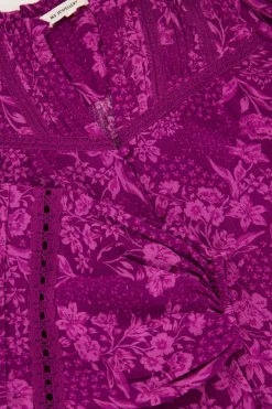 My Jewellery Chemisier Violet Et Rose Avec Fleurs Et Rubans Hot