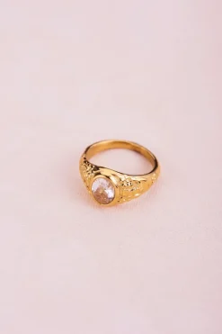 My Jewellery Chevalière Vintage à Cristal Transparent Clearance