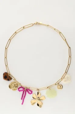 My Jewellery Collier à Charms Avec Lien Et Fleurs Multicolores Fashion