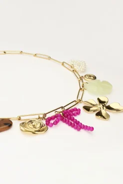 My Jewellery Collier à Charms Avec Lien Et Fleurs Multicolores Fashion