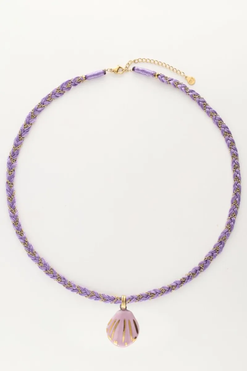 My Jewellery Collier Art En Cordon Tressé Lilas Avec Coquillage Outlet