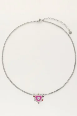 My Jewellery Collier Avec Pendentif Cœur Violet Et Pierres Colorées Clearance