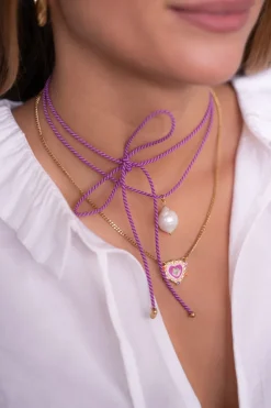 My Jewellery Collier Avec Pendentif Cœur Violet Et Pierres Colorées Clearance