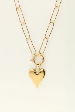 My Jewellery Collier Chaîne Grand Pendentif Coeur Discount
