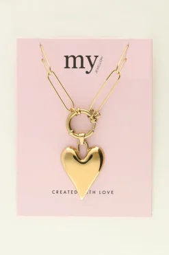 My Jewellery Collier Chaîne Grand Pendentif Coeur Discount