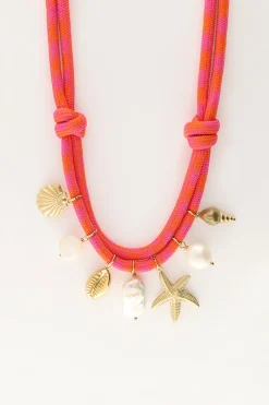 My Jewellery Collier De Corde Rose Avec Breloques En Coquillage Clearance