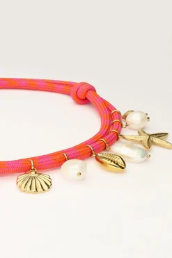 My Jewellery Collier De Corde Rose Avec Breloques En Coquillage Clearance