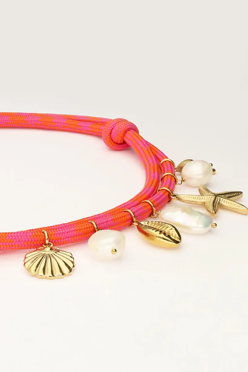 My Jewellery Collier De Corde Rose Avec Breloques En Coquillage Clearance