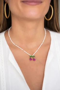 My Jewellery Collier De Perles Blanches Avec Cerises Clearance