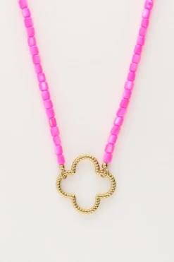 My Jewellery Collier De Perles Roses Avec Trèfle Fashion