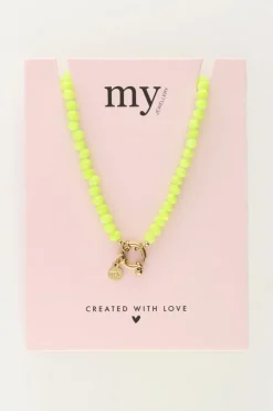 My Jewellery Collier De Perles Vertes Avec Fermoir New