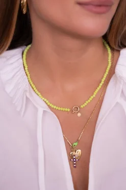 My Jewellery Collier De Perles Vertes Avec Fermoir New