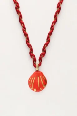 My Jewellery Collier En Cordon Art Tressé Rouge Avec Coquillage Outlet