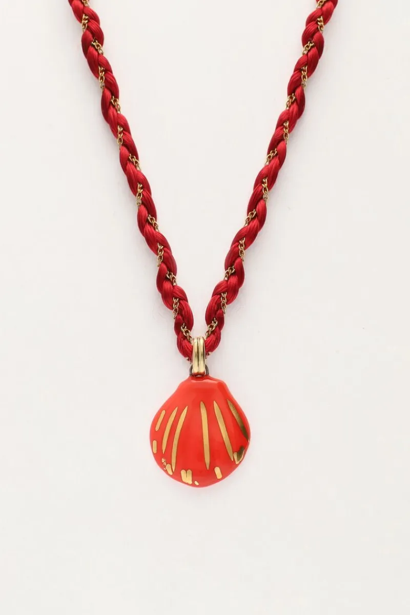 My Jewellery Collier En Cordon Art Tressé Rouge Avec Coquillage Outlet