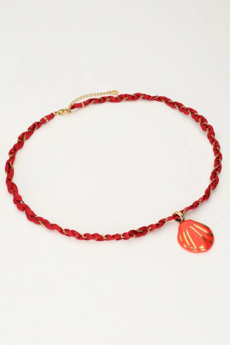 My Jewellery Collier En Cordon Art Tressé Rouge Avec Coquillage Outlet