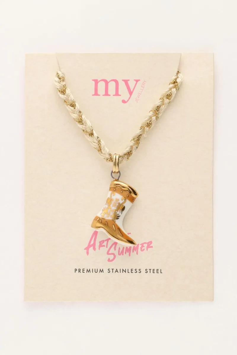 My Jewellery Collier En Cordon Blanc Avec Botte Western New