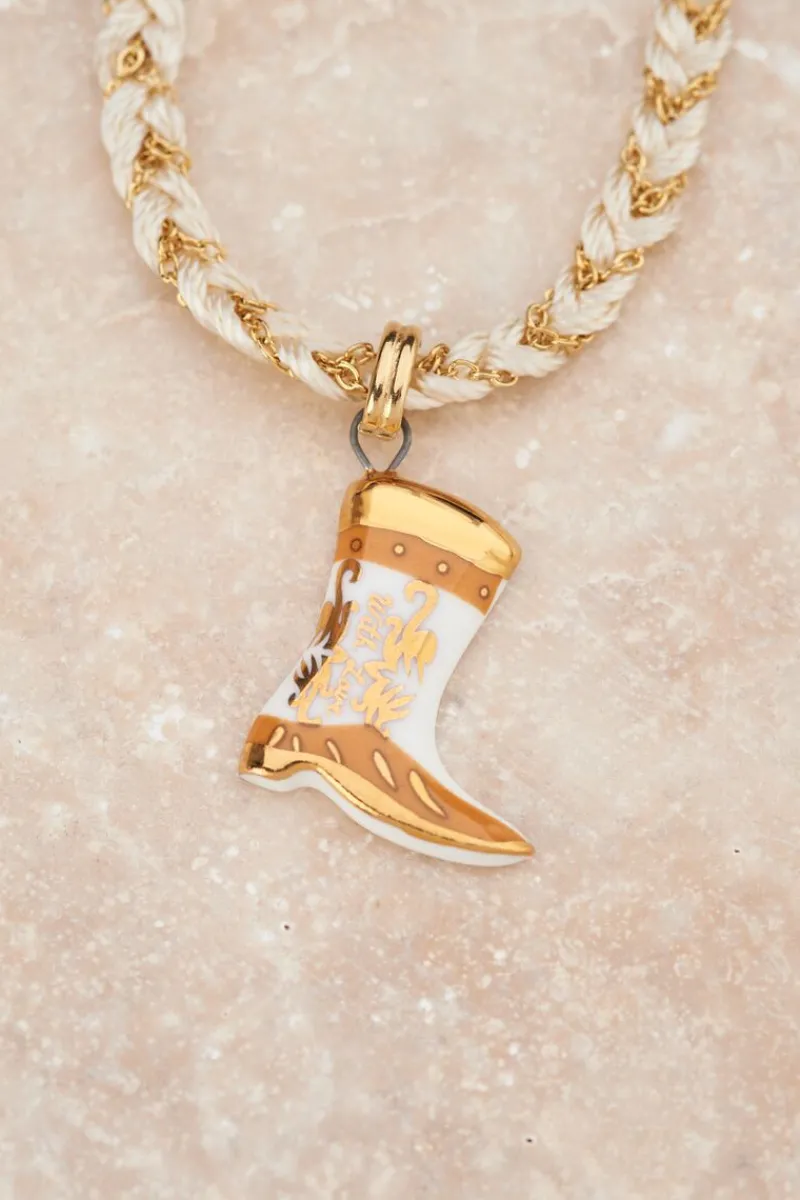 My Jewellery Collier En Cordon Blanc Avec Botte Western New