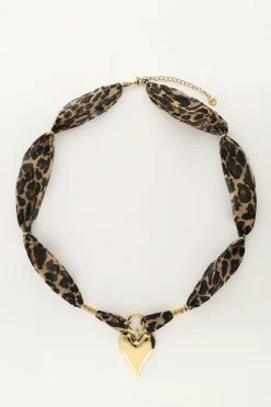 My Jewellery Collier En Cordon Imprimé Léopard Avec Cœur Hot
