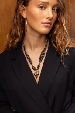 My Jewellery Collier En Cordon Imprimé Léopard Avec Cœur Hot