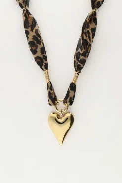 My Jewellery Collier En Cordon Imprimé Léopard Avec Cœur Hot