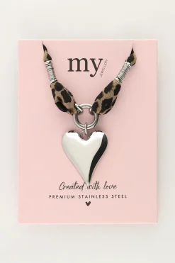 My Jewellery Collier En Cordon Imprimé Léopard Avec Cœur Hot