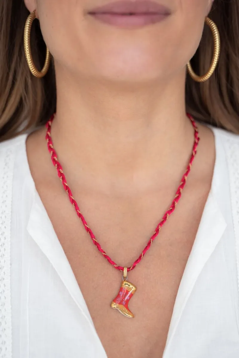 My Jewellery Collier En Cordon Rose Avec Botte Western Best