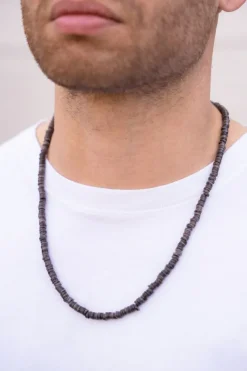 My Jewellery Collier Equal Avec Des Perles Plates Noires Fashion