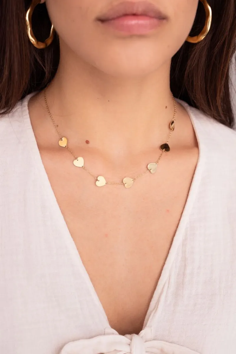 My Jewellery Collier Minimaliste Avec Cœurs Discount