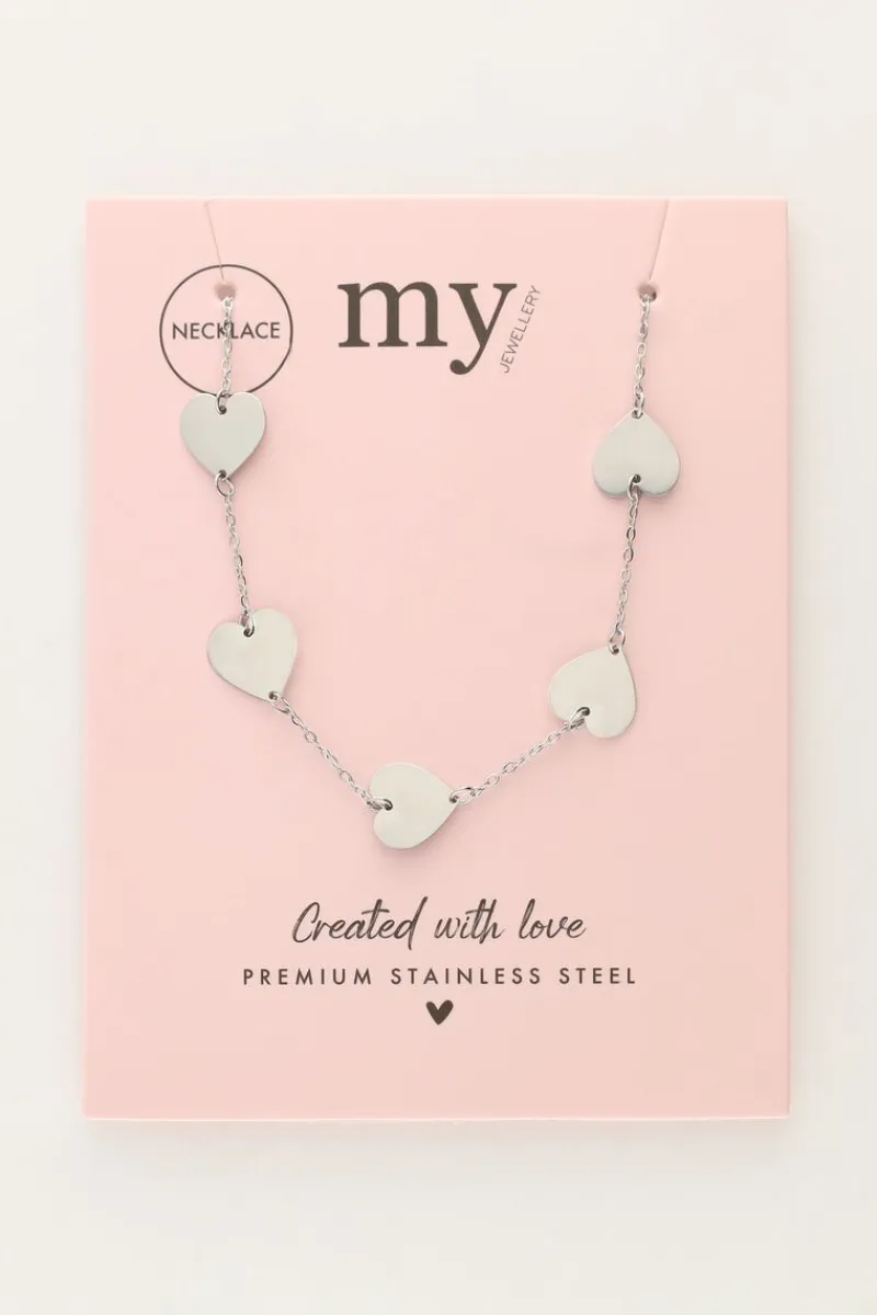 My Jewellery Collier Minimaliste Avec Cœurs Discount