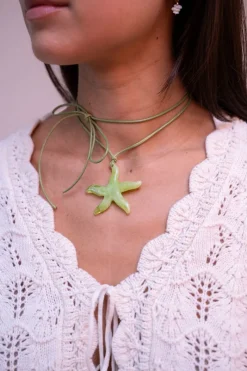 My Jewellery Collier Océan En Corde Avec étoile De Mer Verte New