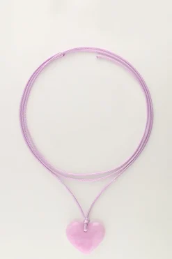 My Jewellery Collier Océan En Corde Avec Coeur Lilas Clearance