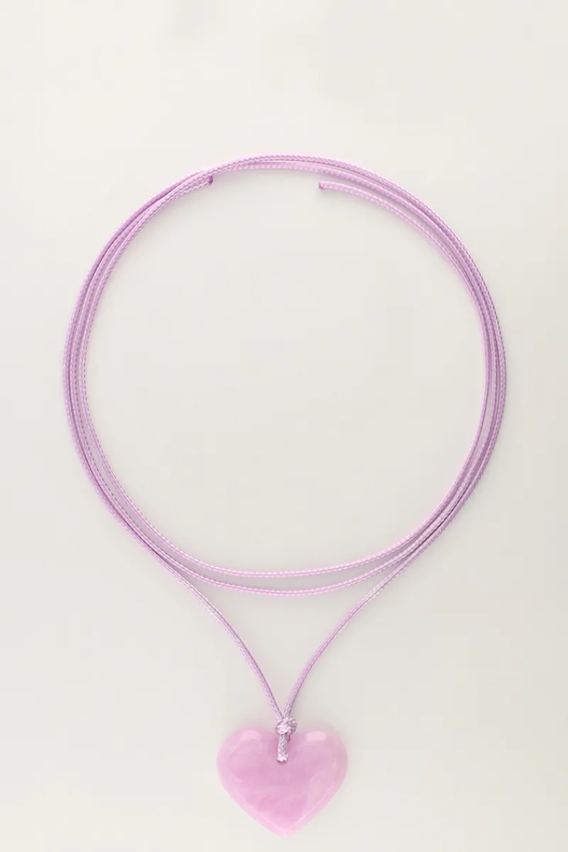 My Jewellery Collier Océan En Corde Avec Coeur Lilas Clearance