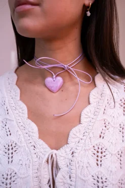 My Jewellery Collier Océan En Corde Avec Coeur Lilas Clearance