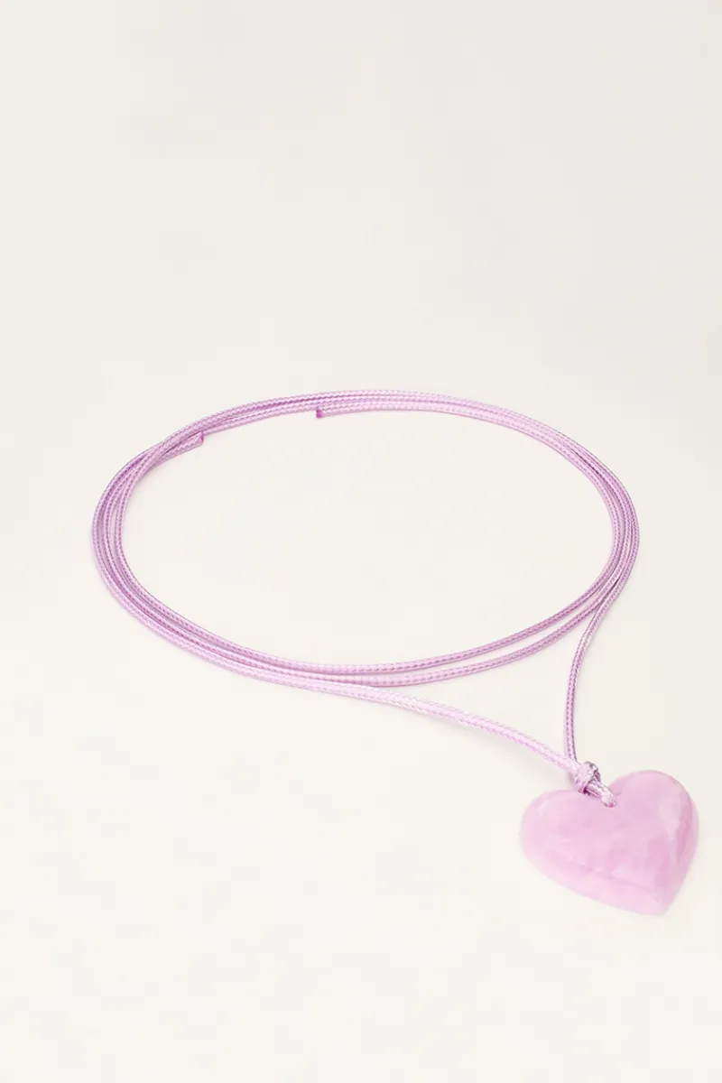 My Jewellery Collier Océan En Corde Avec Coeur Lilas Clearance