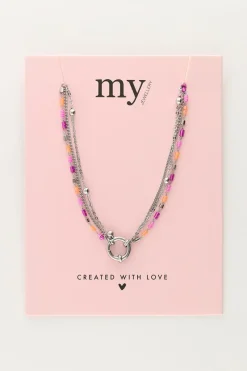 My Jewellery Collier Triple Avec Perles Orange Et Roses Outlet