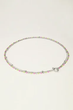 My Jewellery Collier Triple Avec Perles Vertes Et Roses Fashion
