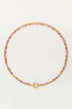 My Jewellery Collier Triple Avec Perles Rouges Et Roses Fashion