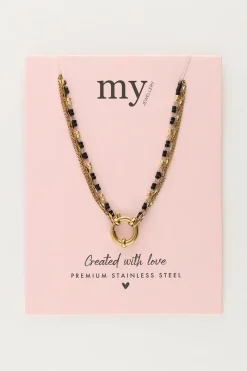 My Jewellery Collier Triple Avec Perles Noires Discount