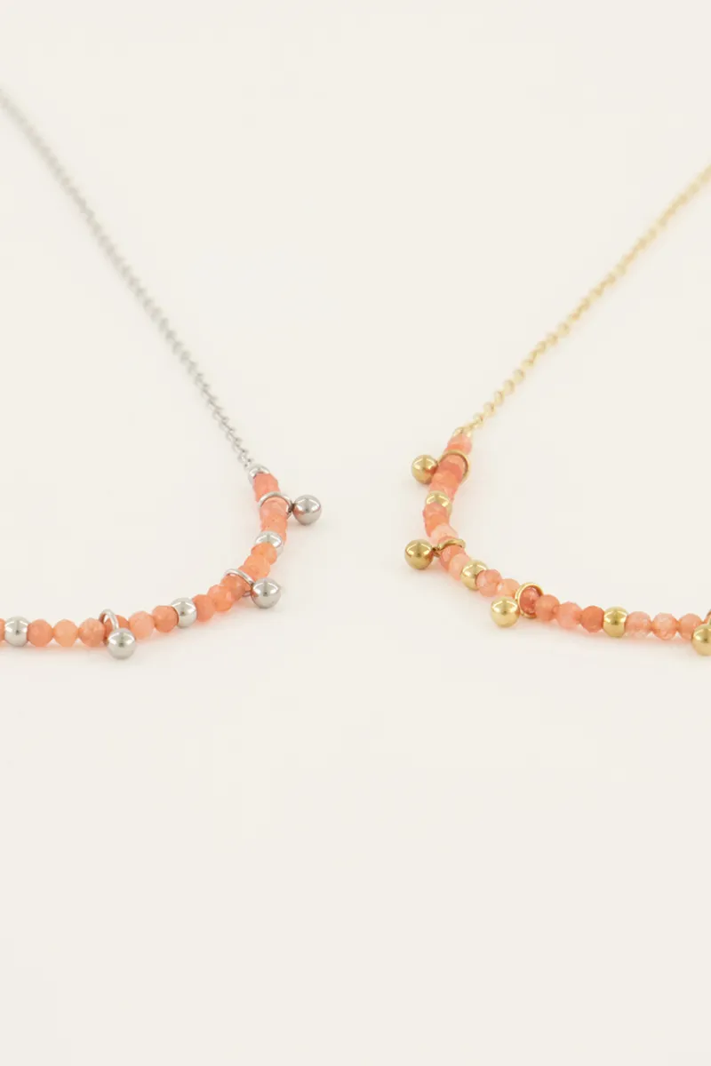 My Jewellery Collier Vintage Avec Perles Et Billes Oranges Hot
