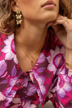 My Jewellery Collier Vintage Avec Rose Colorée Fashion