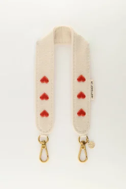 My Jewellery Cordon De Téléphone Beige Avec Cœurs Rouges Fashion