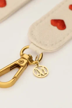 My Jewellery Cordon De Téléphone Beige Avec Cœurs Rouges Fashion
