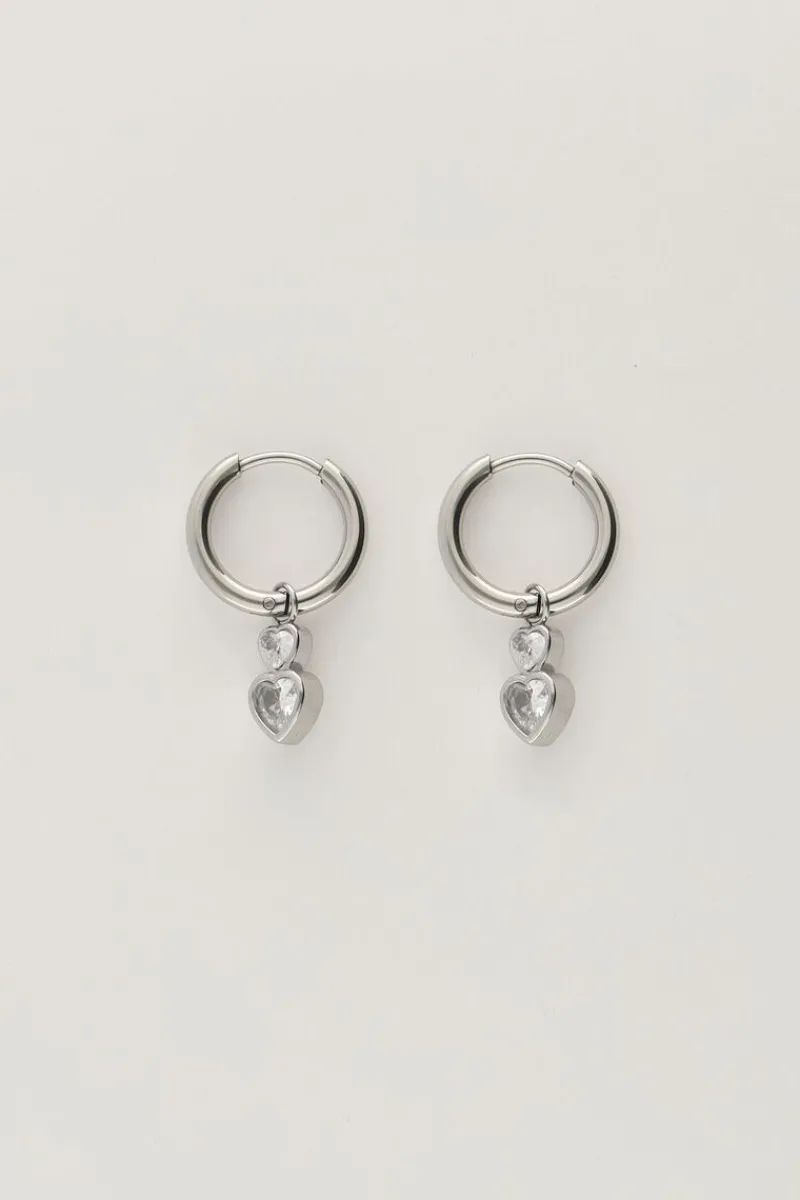 My Jewellery Créoles Avec Double Cœur En Strass Hot
